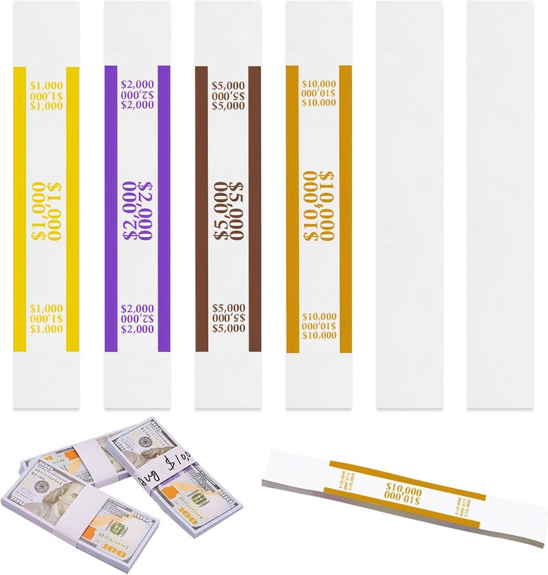 Bolsdoic 300pcs Currency Straps for Cash Management，4 Colors Self Adhesive Money Wrappers for Bills，Money Band Bill Wrappers for Banks, Businesses, and Home - Image 1